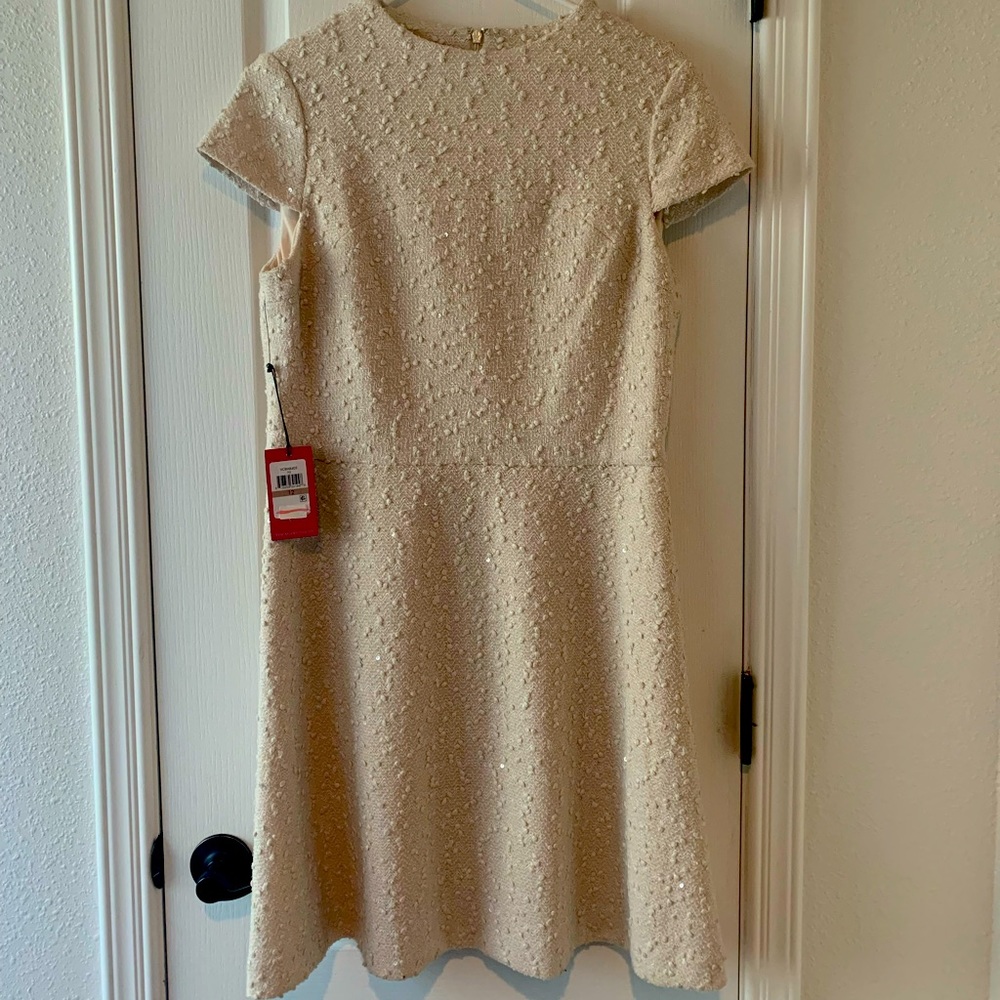 Vince Camuto Ivory Boucle Dress Cap Sleeve, Size 12. BRAND NEW WITH TAGS